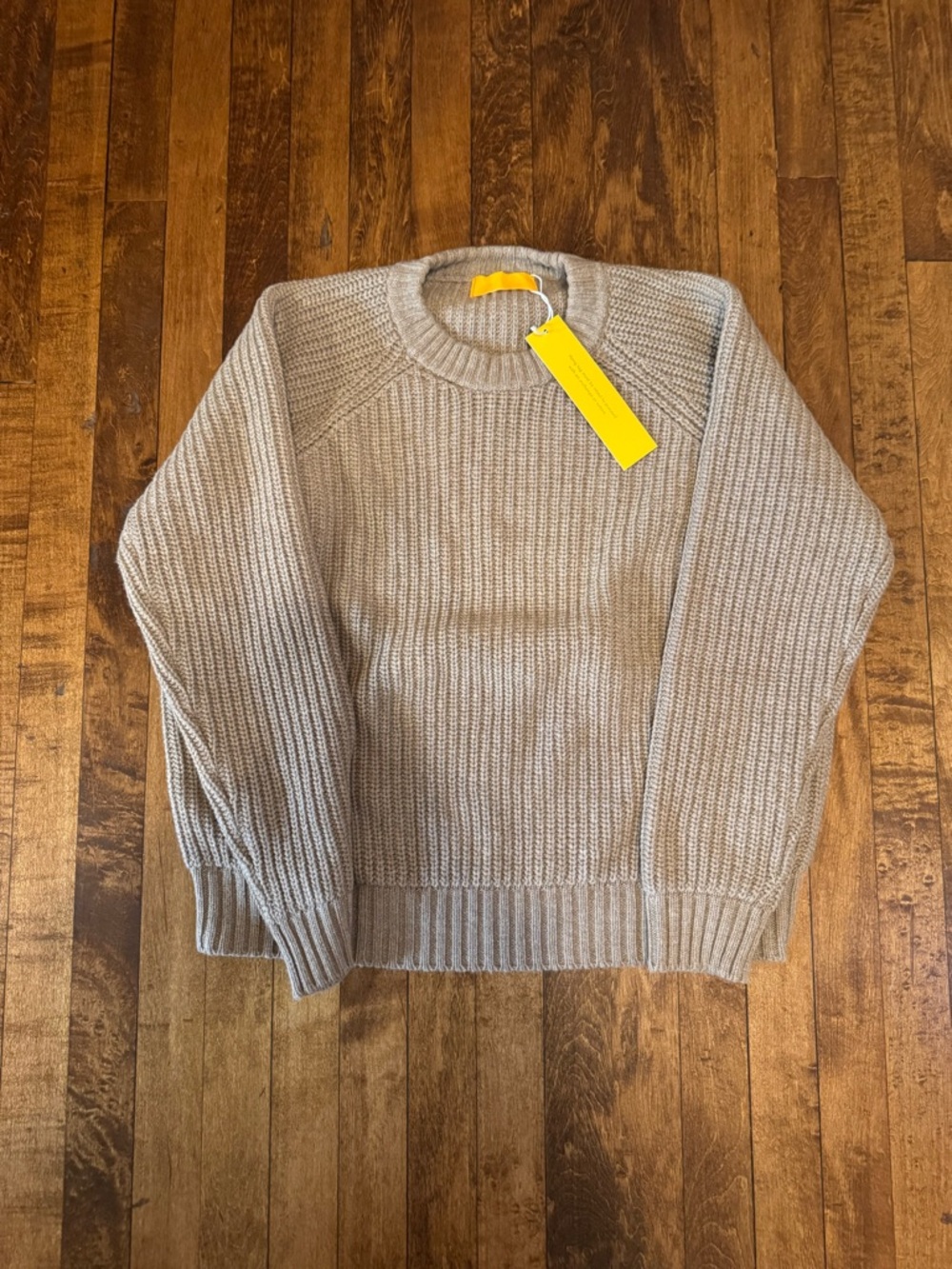Ribbed Crewneck Sweater in Light Taupe
